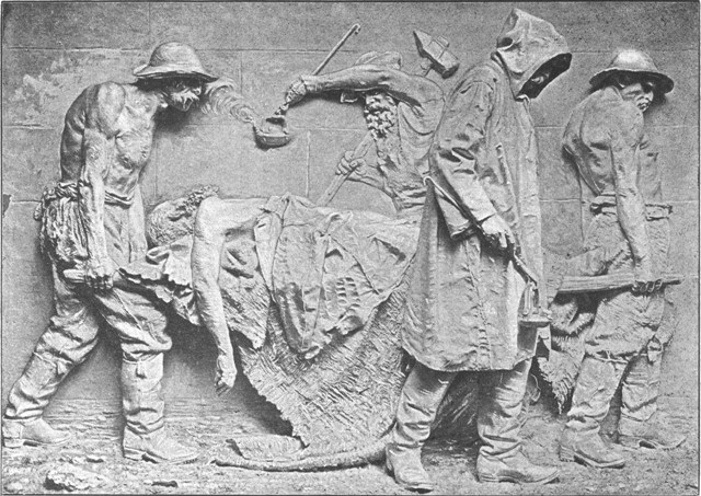 "VICTIMS OF THE WORK," ST. GOTHARD TUNNEL, FROM A
BAS-RELIEF BY VELA.

(Photographed by Guler. By permission of the Sculptor.)