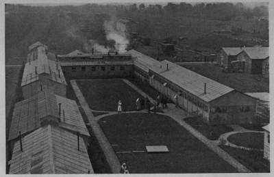AS SEEN FROM ALOFT
The aëroplane man gets the most definite impression at the A. R. C. Hospital at Issordun, which
was typical at these field institutions