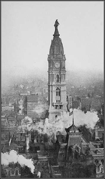 Where William Penn looks down upon the town he
loved so well
