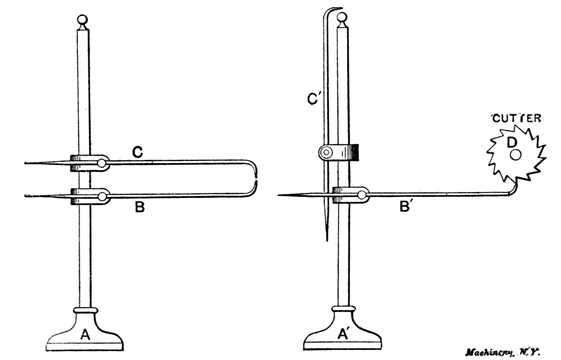 Figs. 9 and 10. Surface Gage with Two Pointers