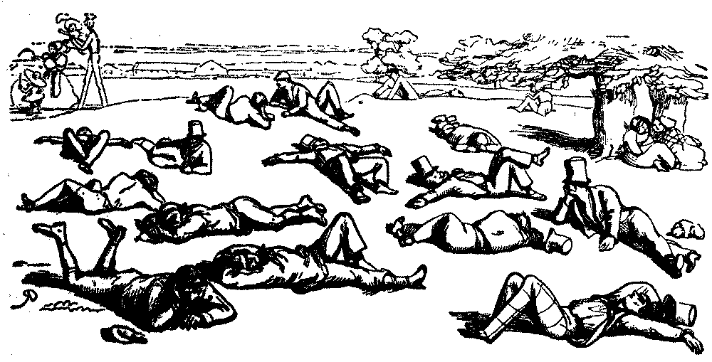 People relaxing in an open space.