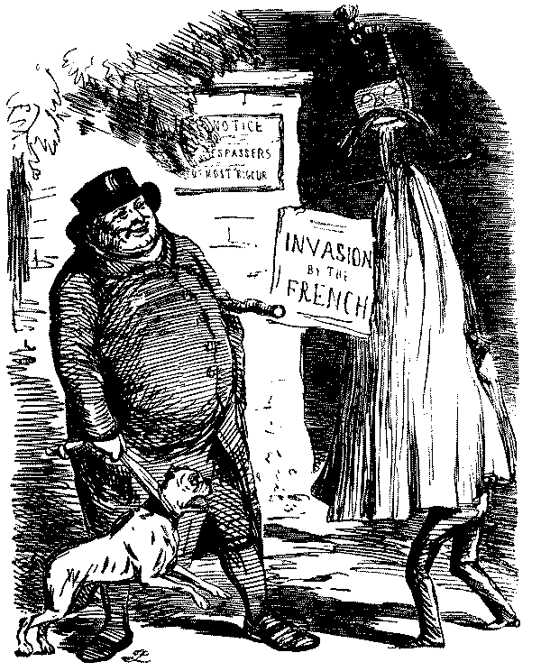 John Bull mocking disguised figure.