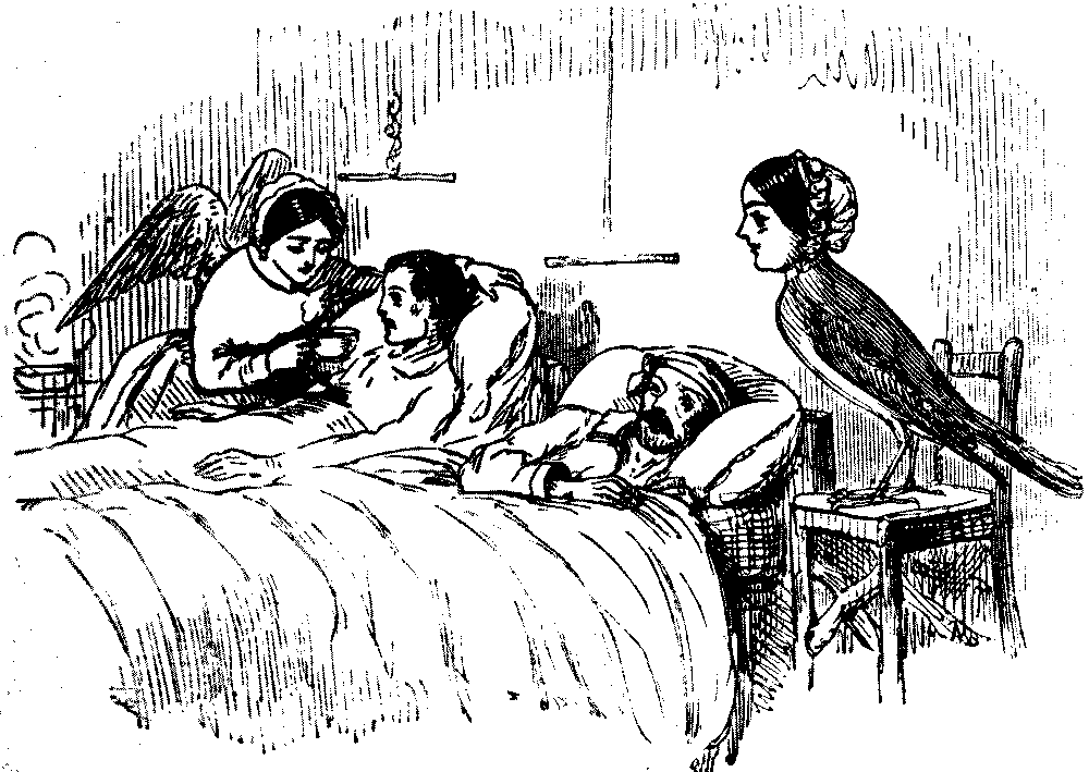 Angel and bird as nurses.