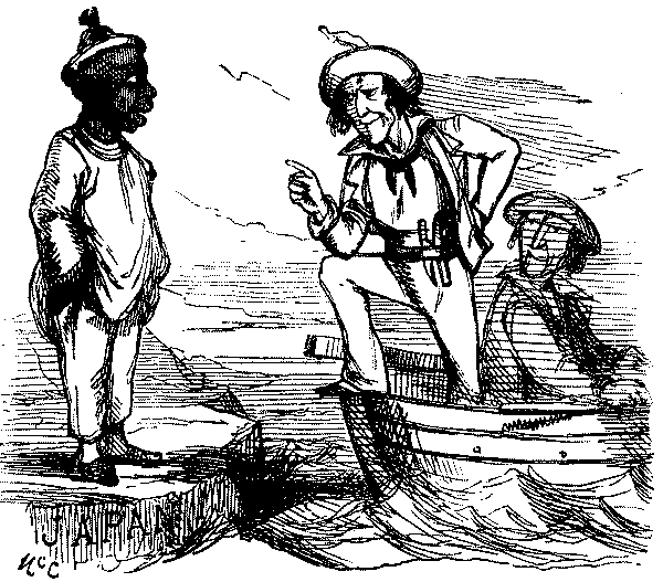 Two men talking.