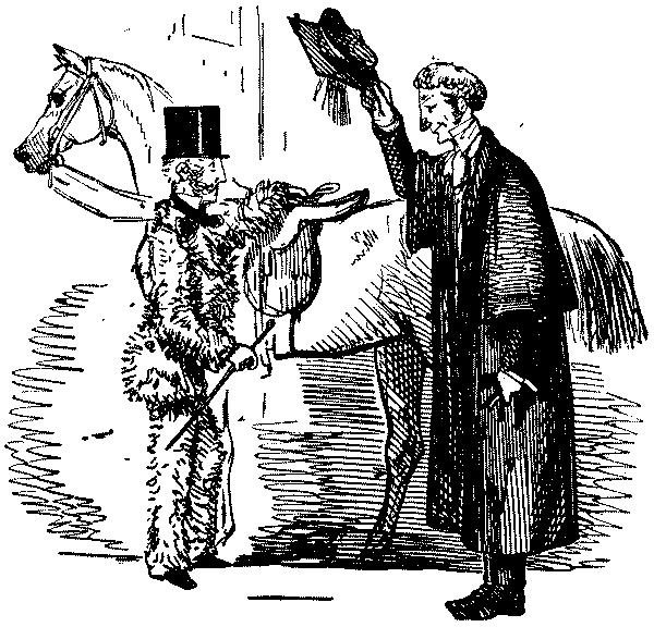 Man addressing a strangely dressed student.