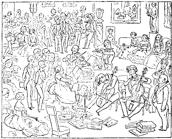A crowded concert room.