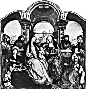 The Central Panel of the Saint Anne Triptych by Quentin
            Metsys, in the Brussels Gallery.