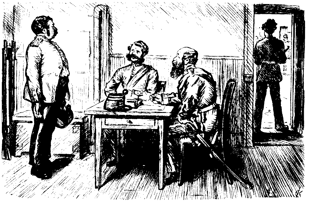 Soldier being questioned by officers