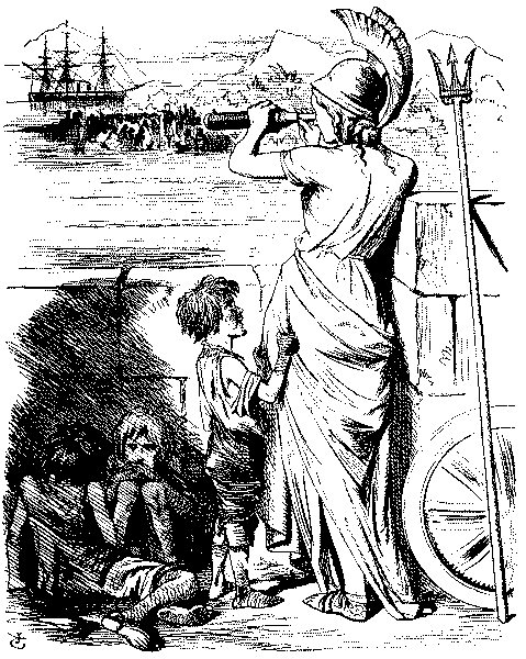 Boy talking to Brittania