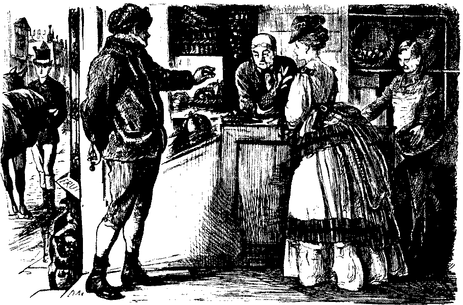 Lady shopping at greengrocers