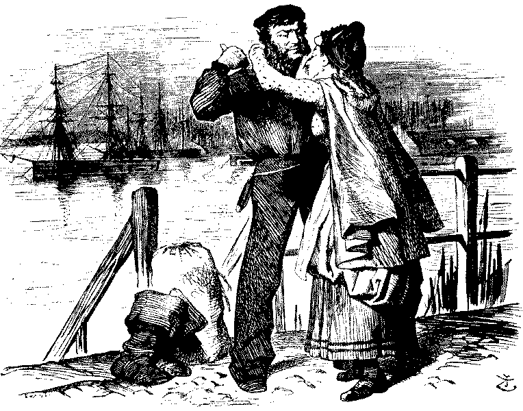 Woman wishing farewell to sailor