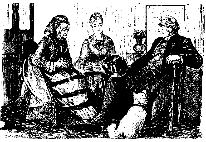 Two women talking to a Bishop