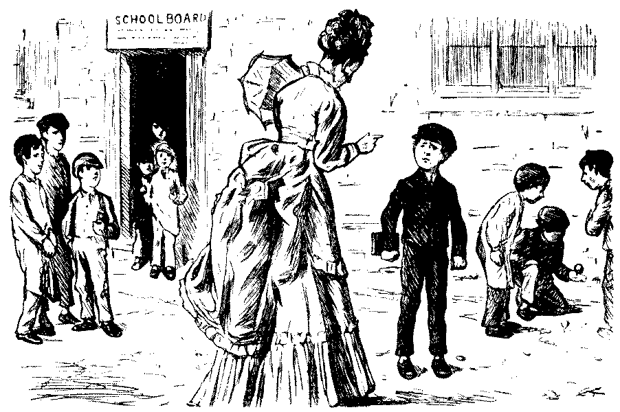 Lady talking to boy