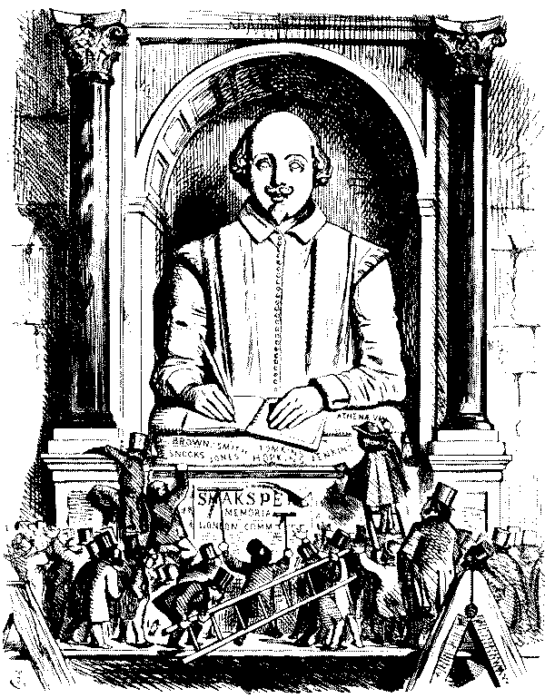 Crowd at the foot of Shakespear's statue