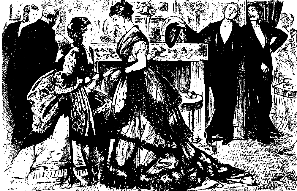 Men discussing two ladies