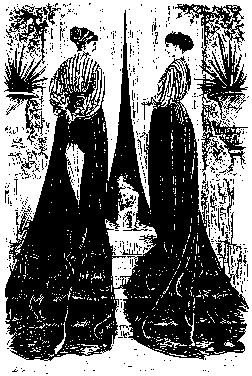 Two ladies in very long dresses