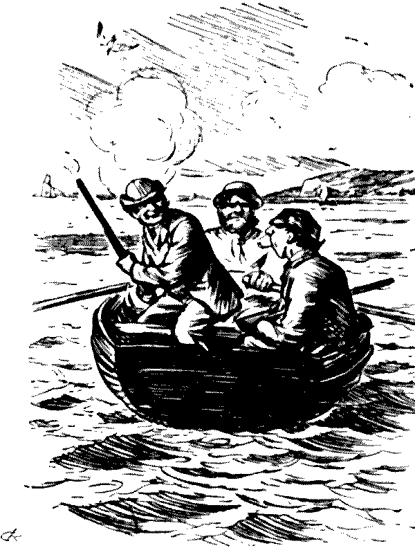 Shooting party in boat