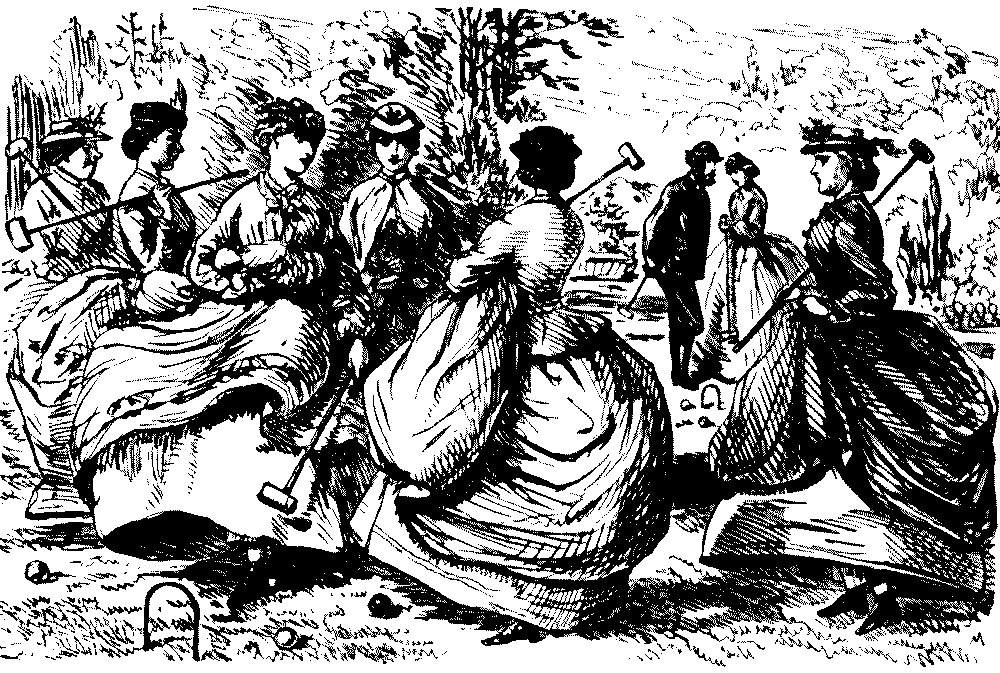 Couple distracted from croquet