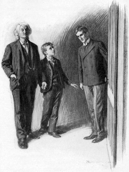 “He held the door wide open while the old man and his grandson
passed out into the corridor.”