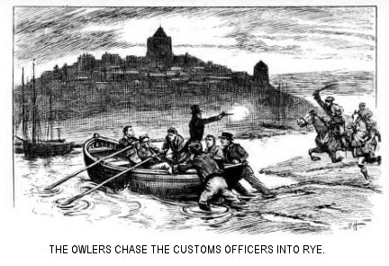 The Owlers chase the Customs Officers into Rye
