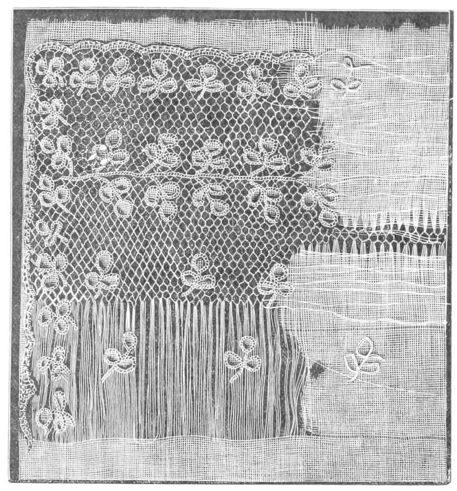 Drawn work with some original undrawn
    fabric