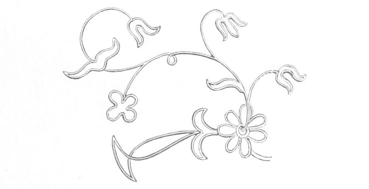 Lace pattern - flowers and stems on
    parchment