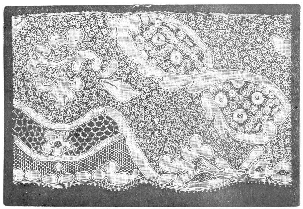 Lace with ground filled with small
    flowers