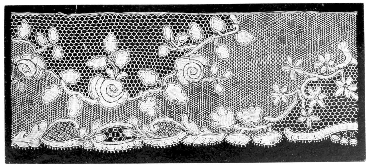 Lace with rose branch