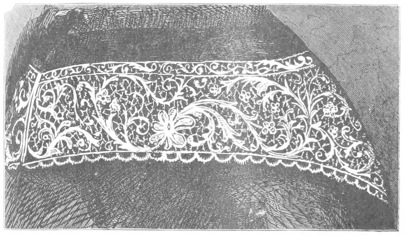 Detail of lace around shoulders