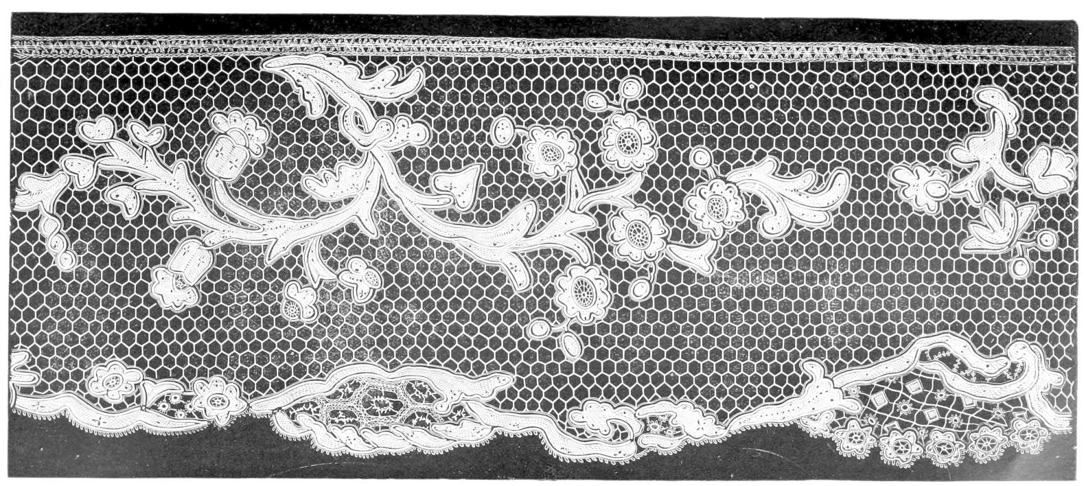 Lace, flowers with relief edges