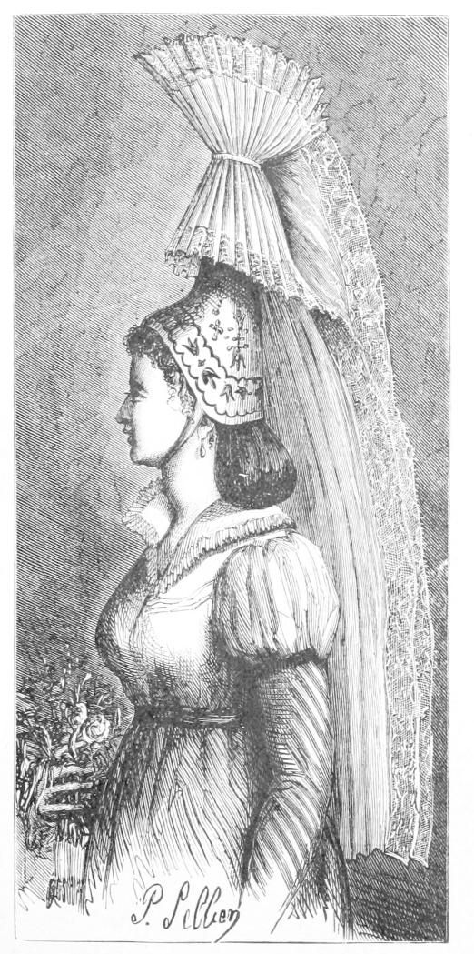 Woman with very tall lace headdress