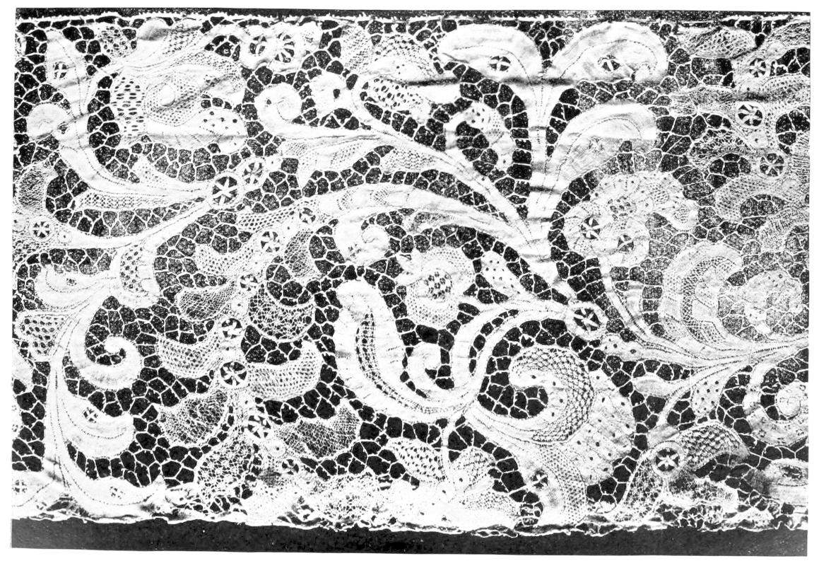 Lace foliage on loose net ground