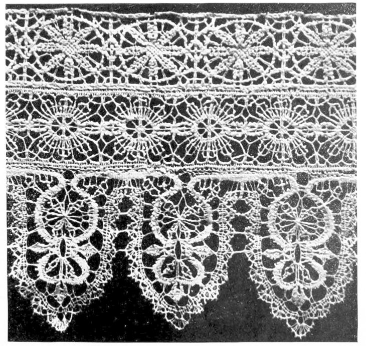 Lace with radiating designs