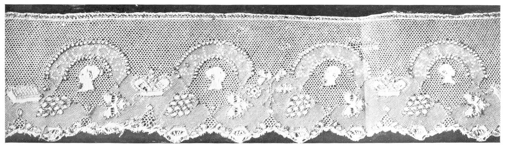 Lace with simple portrait busts of the
    royal family