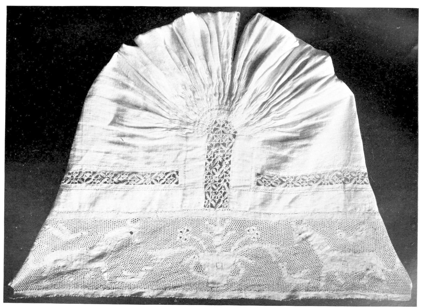 Domed cap with lace trim