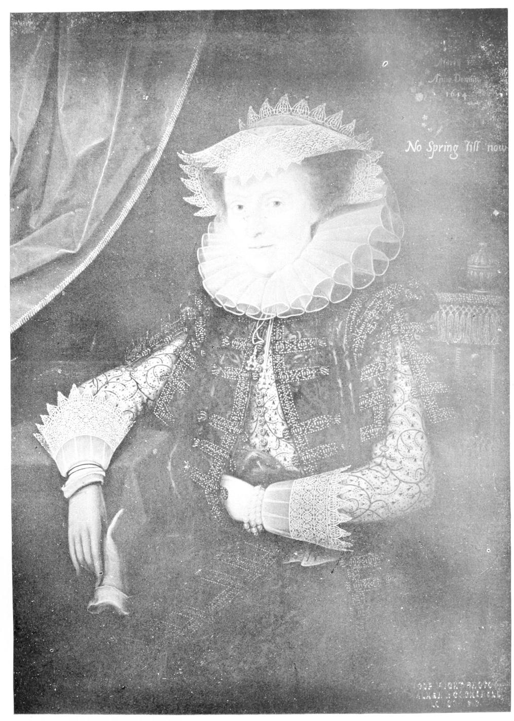 Woman with pleated ruff, lace head-dress
    and cuffs