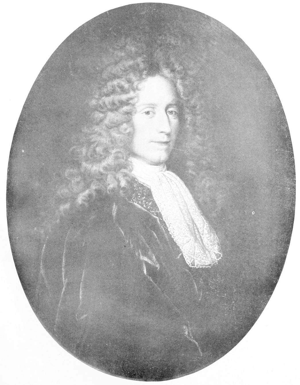 Man with flowing wig and lace cravat