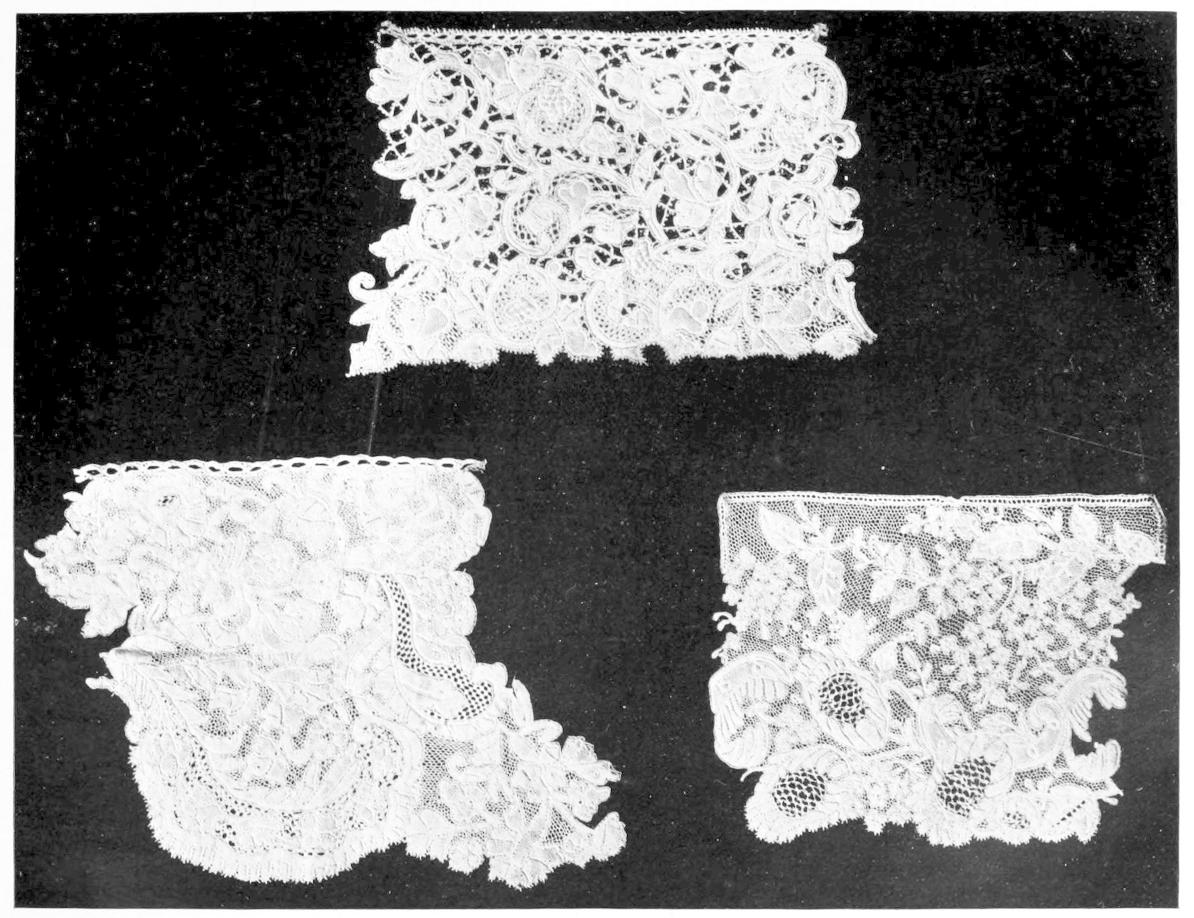Three small pieces of lace