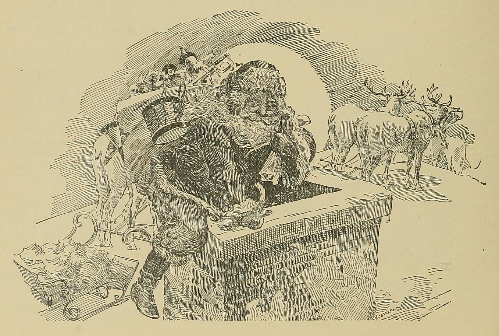 (‡ Santa getting into chimney)