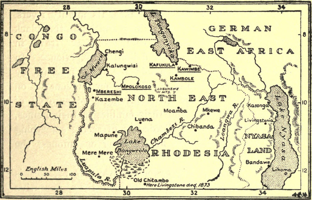 >Map of Central Africa, showing L. M. S. Mission
Stations
