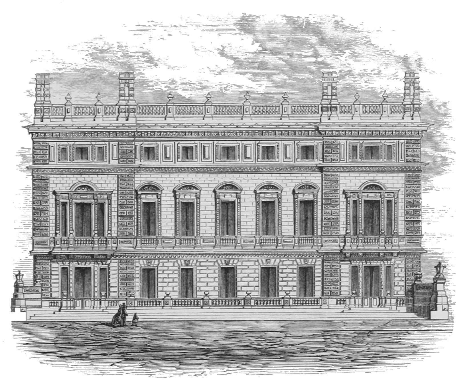 BRIDGEWATER HOUSE, LONDON.

ELEVATION OF FRONT TOWARDS THE GREEN PARK.