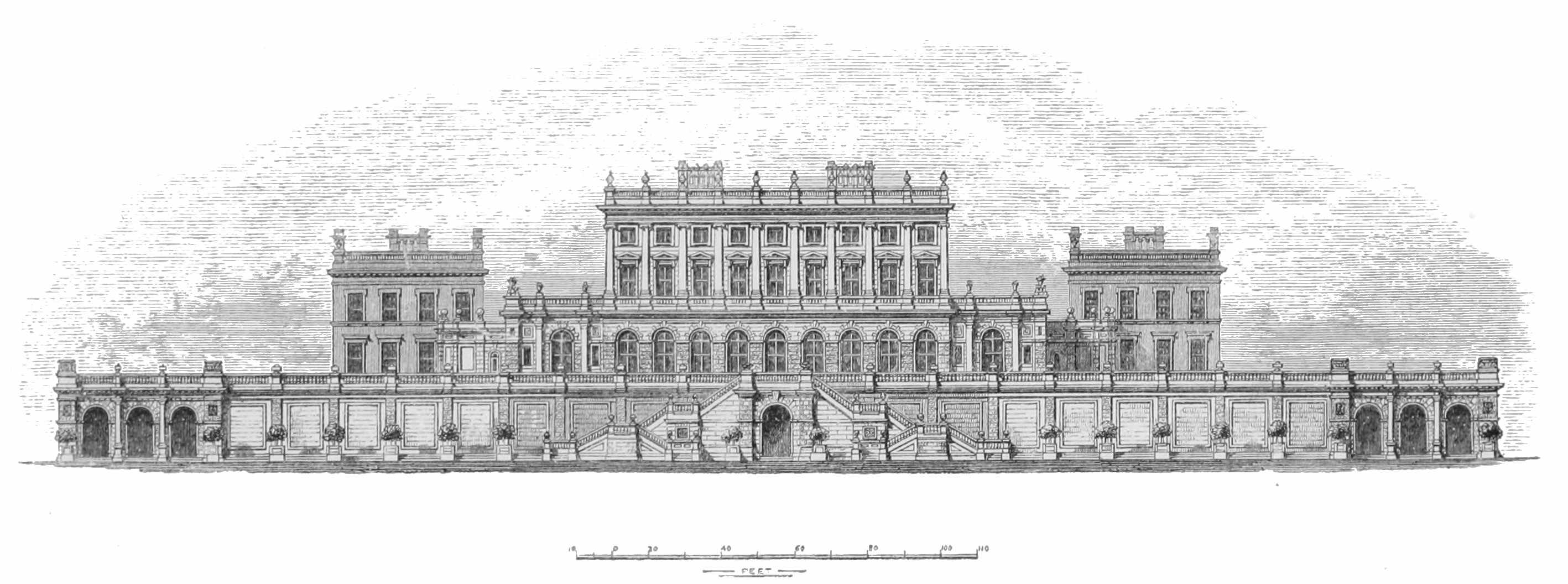 CLIEFDEN HOUSE, BERKSHIRE.

ELEVATION OF THE GARDEN FRONT.