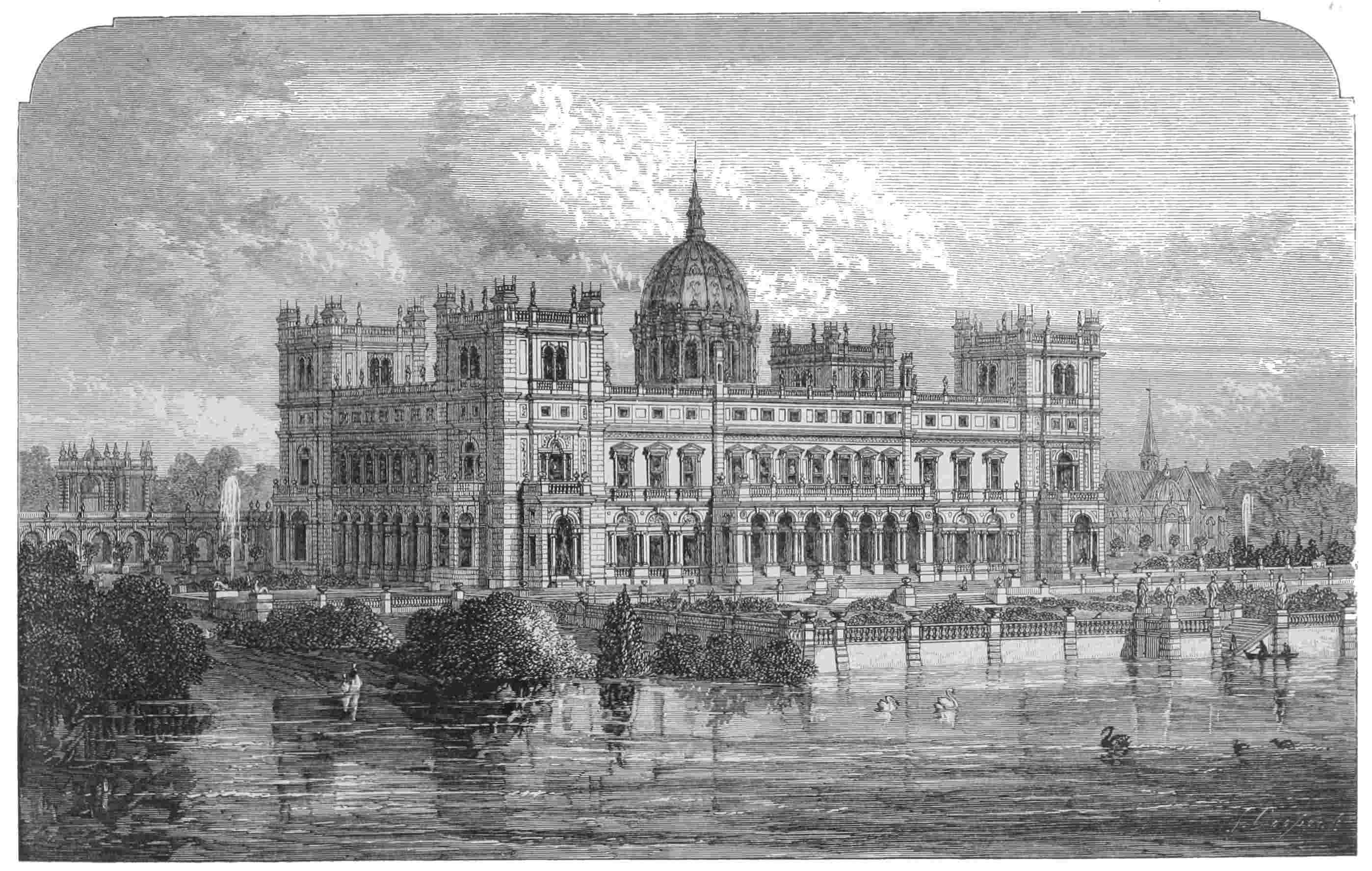 CLUMBER HOUSE, NOTTINGHAMSHIRE.

VIEW OF GARDEN FRONT, WITH PROPOSED ALTERATIONS.